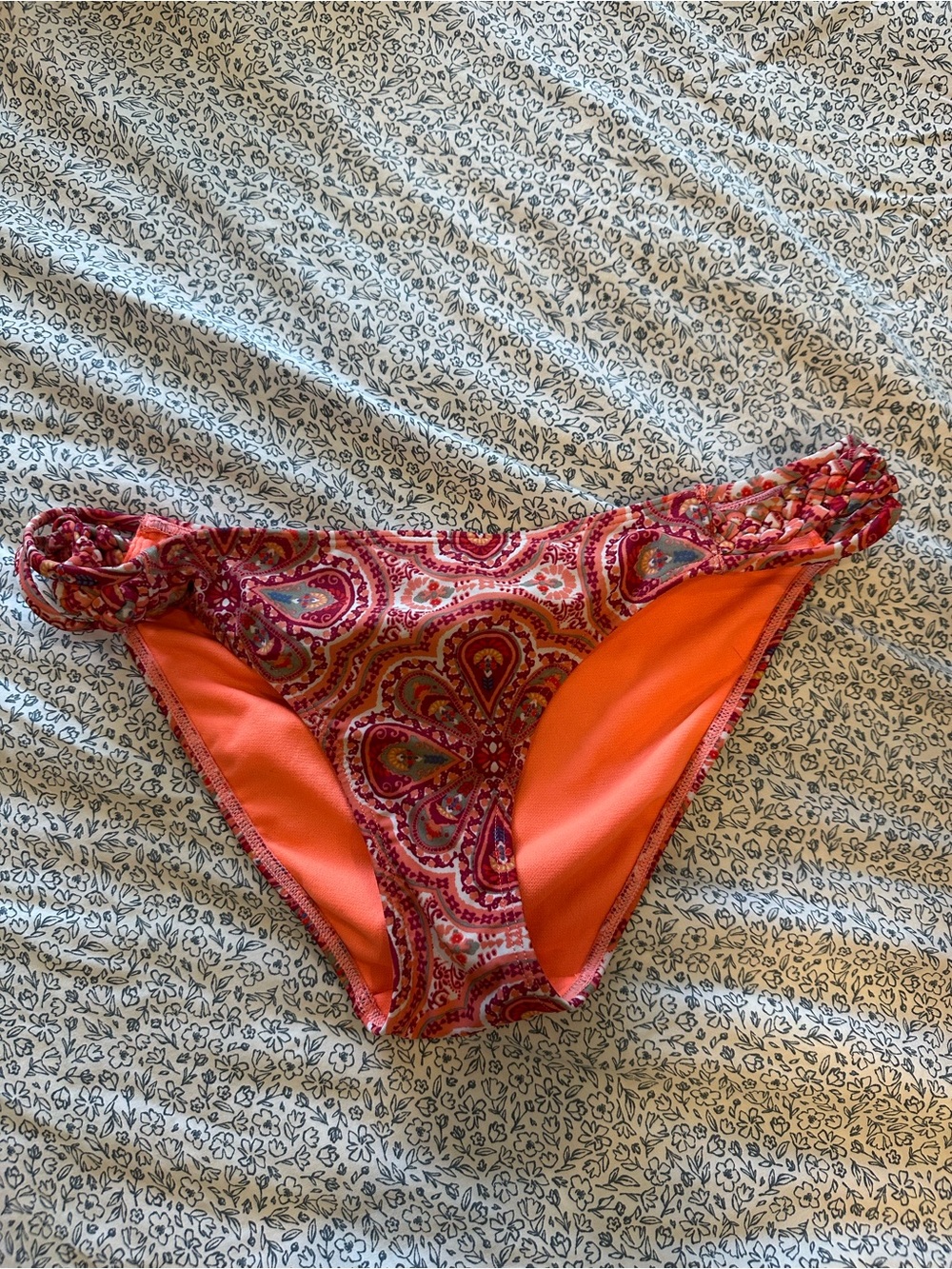 Hollister Orange & Red Paisley Bikini Bottoms